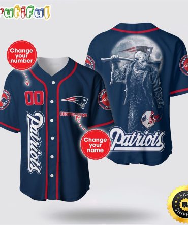 NFL New England Patriots Baseball Jersey 3D Personalized Skull Score Big With Team Spirit