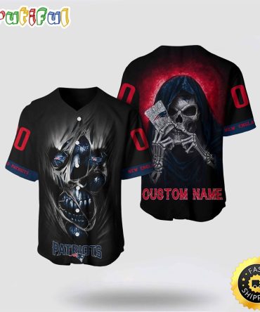 NFL New England Patriots Baseball Jersey 3D Personalized Skull Stay Cozy And Stylish