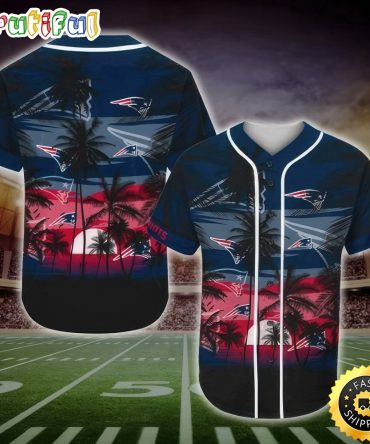 NFL New England Patriots Baseball Jersey Shirt Palm Tree