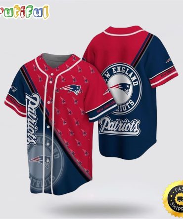 NFL New England Patriots Baseball Jersey Symbol American Football Team Red Blue Jersey Shirt