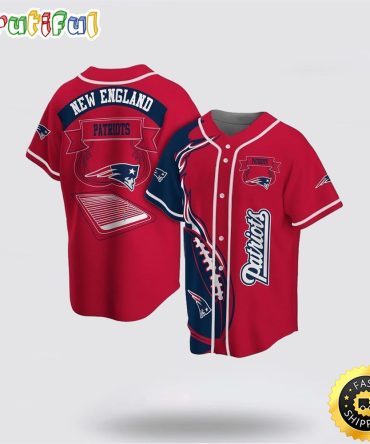 NFL New England Patriots Baseball Jersey Symbol Fire Rugby Ball Graphic Red Jersey Shirt