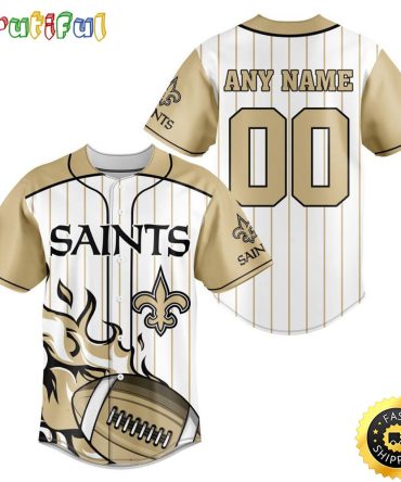 NFL New Orleans Saints Baseball Jersey 3D Personalized Customization Options Available