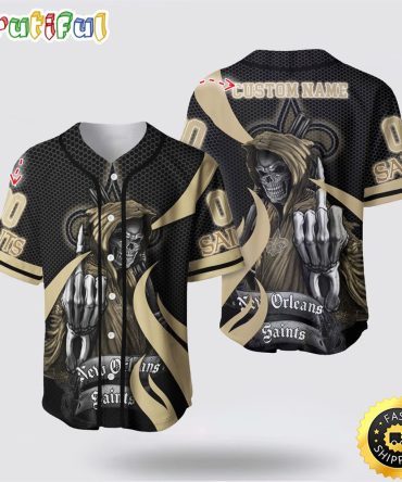 NFL New Orleans Saints Baseball Jersey 3D Personalized Skull Gear Up For Game Day
