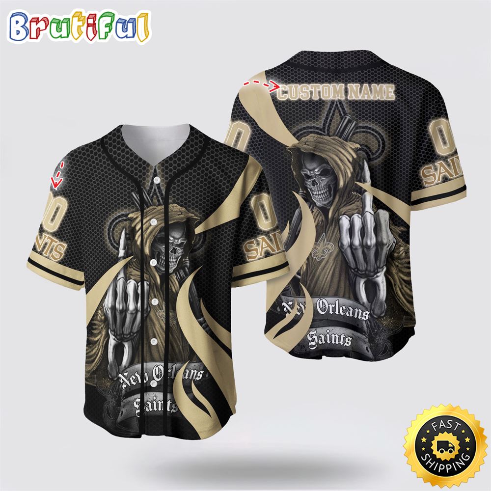 NFL New Orleans Saints Baseball Jersey 3D Personalized Skull Gear Up For Game Day