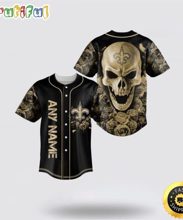 NFL New Orleans Saints Baseball Jersey 3D Personalized Skull Top Quality Fan Apparel