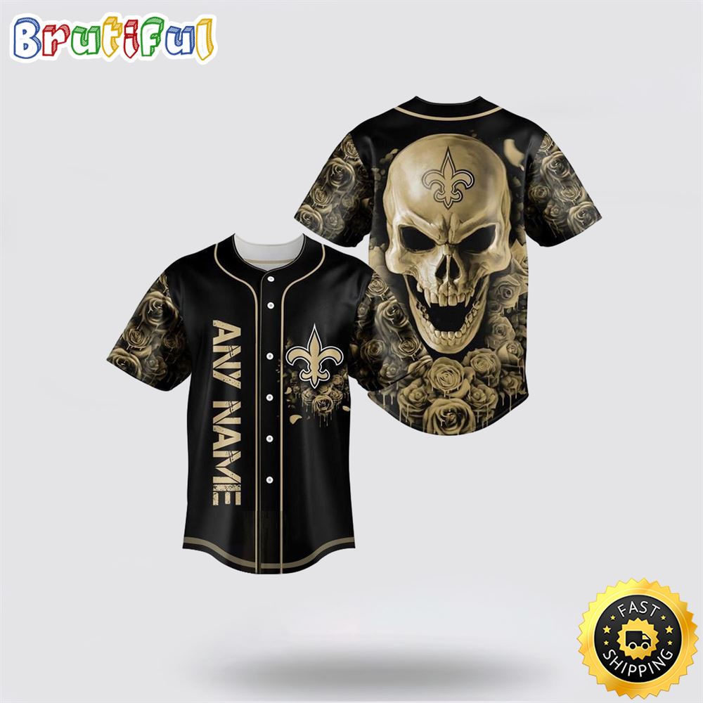 NFL New Orleans Saints Baseball Jersey 3D Personalized Skull Top Quality Fan Apparel