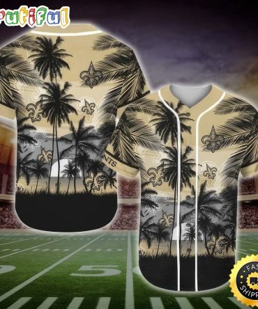 NFL New Orleans Saints Baseball Jersey Shirt Palm Tree