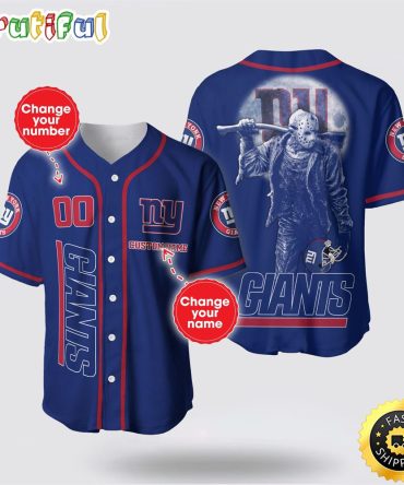 NFL New York Giants Baseball Jersey 3D Personalized Skull Score Big With Team Spirit