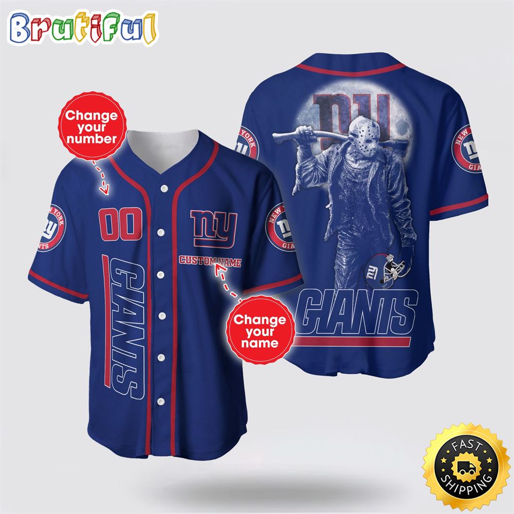 NFL New York Giants Baseball Jersey 3D Personalized Skull Score Big With Team Spirit