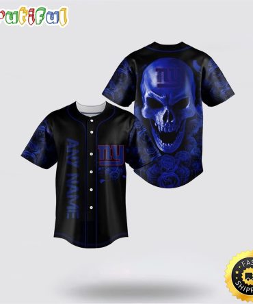 NFL New York Giants Baseball Jersey 3D Personalized Skull Top Quality Fan Apparel