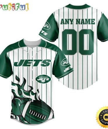 NFL New York Jets Baseball Jersey 3D Personalized Customization Options Available
