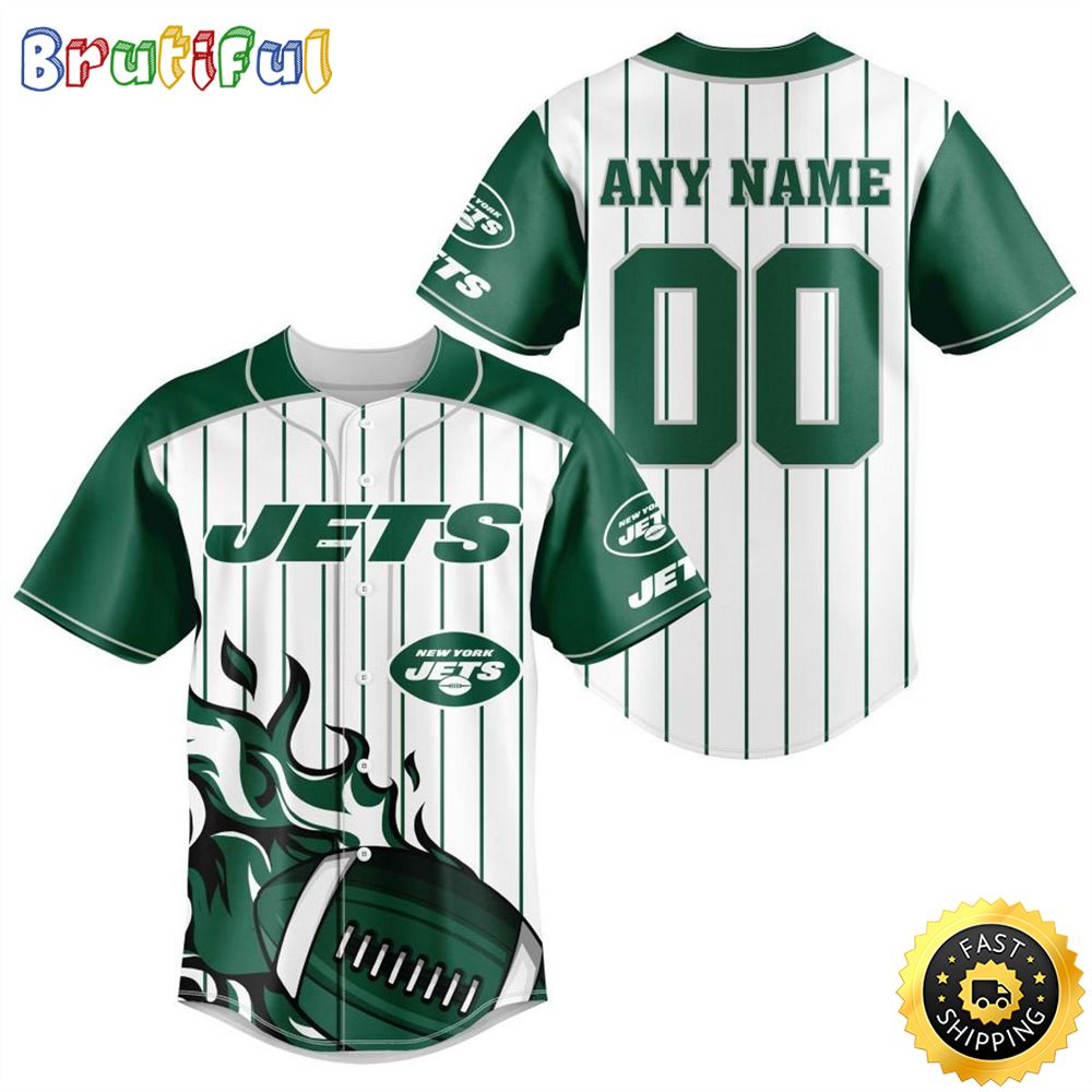 NFL New York Jets Baseball Jersey 3D Personalized Customization Options Available