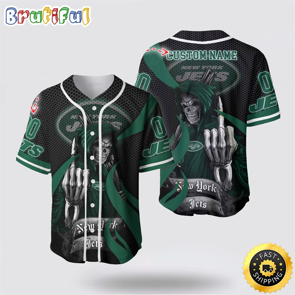NFL New York Jets Baseball Jersey 3D Personalized Skull Gear Up For Game Day