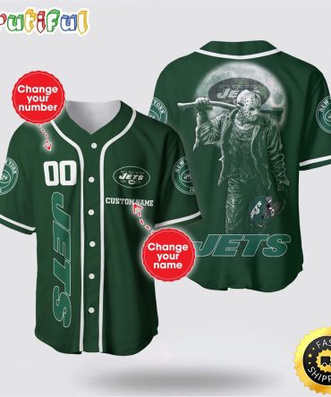 NFL New York Jets Baseball Jersey 3D Personalized Skull Score Big With Team Spirit