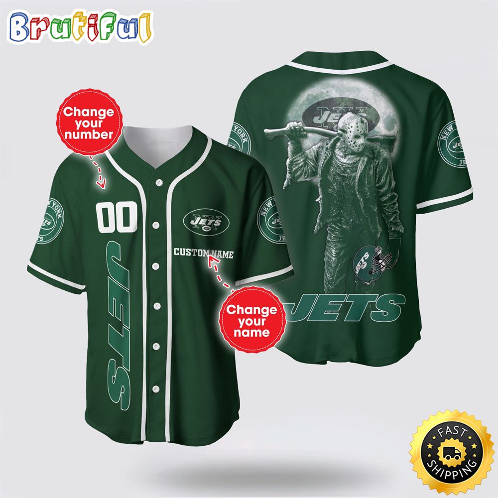 NFL New York Jets Baseball Jersey 3D Personalized Skull Score Big With Team Spirit