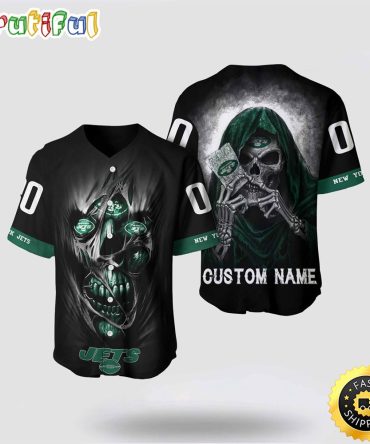 NFL New York Jets Baseball Jersey 3D Personalized Skull Stay Cozy And Stylish