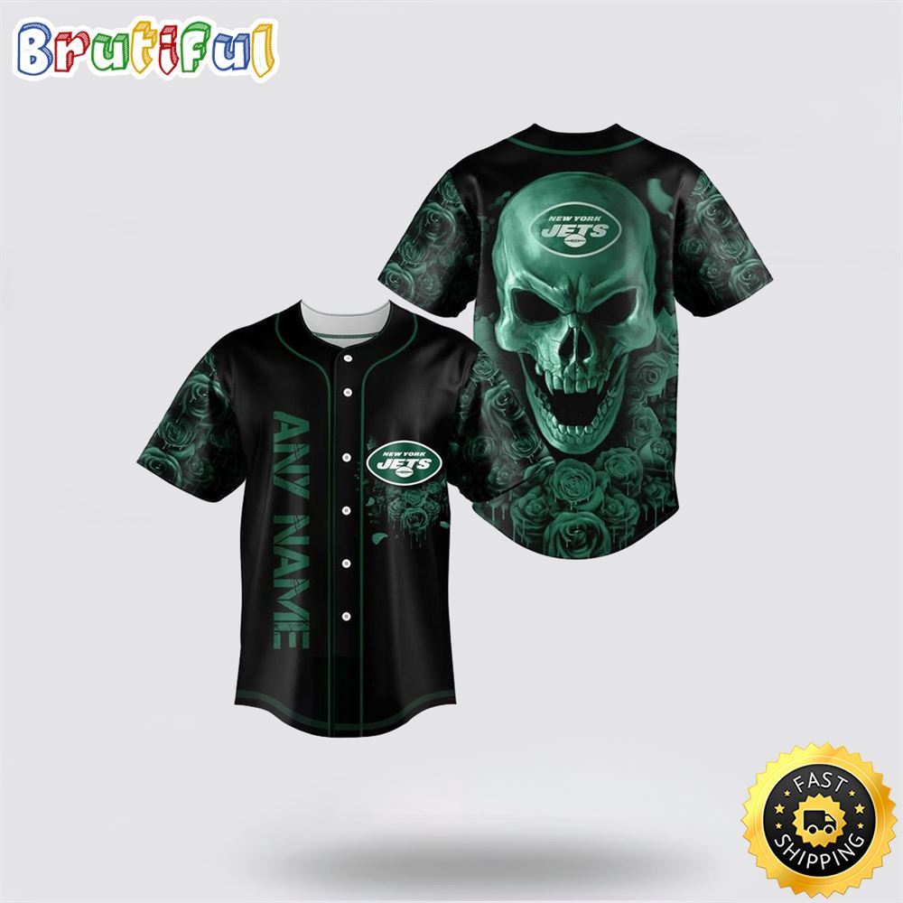 NFL New York Jets Baseball Jersey 3D Personalized Skull Top Quality Fan Apparel