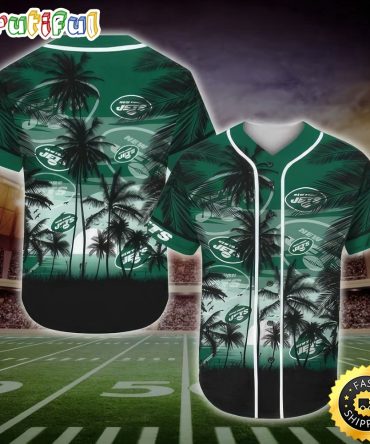 NFL New York Jets Baseball Jersey Shirt Palm Tree