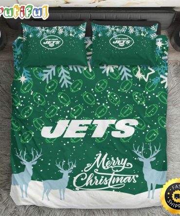 NFL New York Jets Green Christmas Bedding Set V2