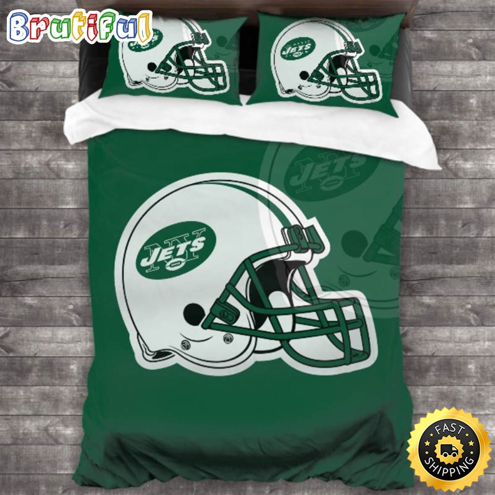 NFL New York Jets White Helmet Green Bedding Set