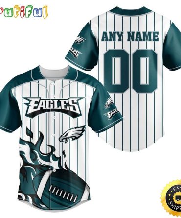 NFL Philadelphia Eagles Baseball Jersey 3D Personalized Customization Options Available