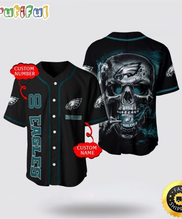 NFL Philadelphia Eagles Baseball Jersey 3D Personalized Skull Embrace Fashion And Team Spirit