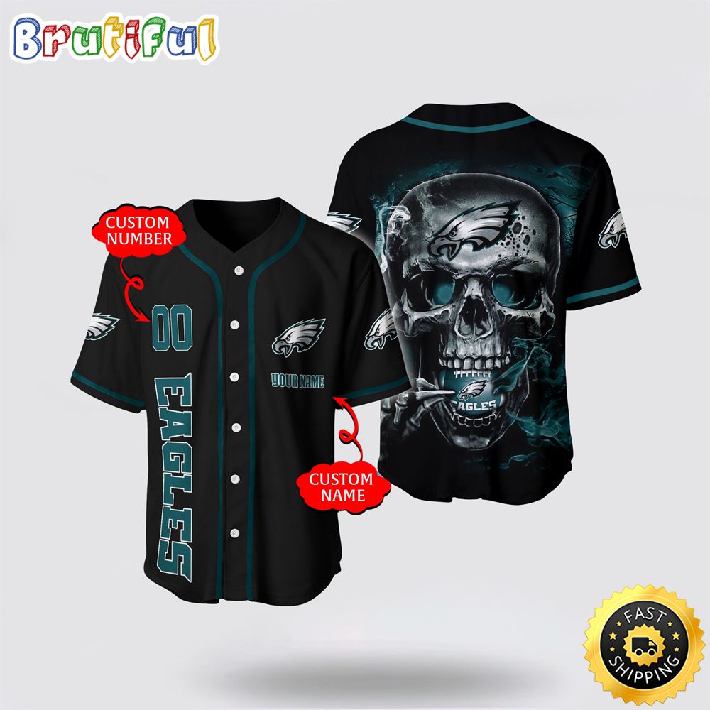 NFL Philadelphia Eagles Baseball Jersey 3D Personalized Skull Embrace Fashion And Team Spirit
