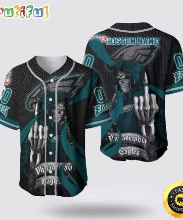 NFL Philadelphia Eagles Baseball Jersey 3D Personalized Skull Gear Up For Game Day