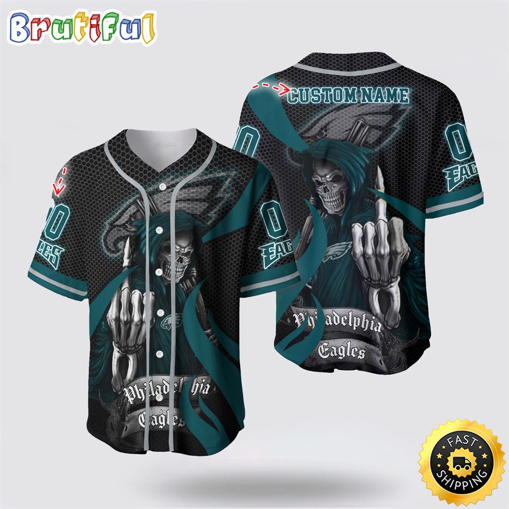 NFL Philadelphia Eagles Baseball Jersey 3D Personalized Skull Gear Up For Game Day