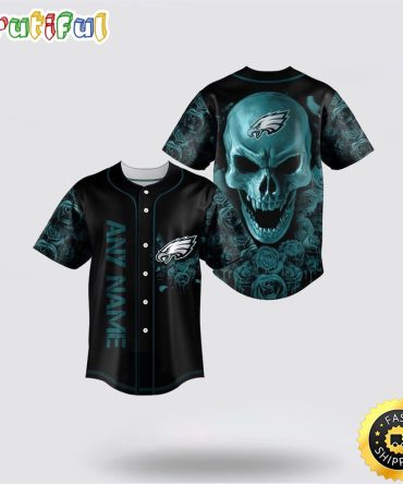 NFL Philadelphia Eagles Baseball Jersey 3D Personalized Skull Top Quality Fan Apparel