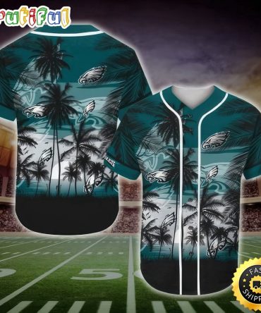 NFL Philadelphia Eagles Baseball Jersey Shirt Palm Tree