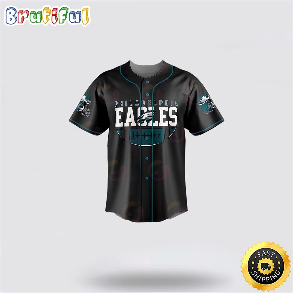 NFL Philadelphia Eagles Baseball Jersey Symbol The Batmen Team Player Black Jersey Shirt