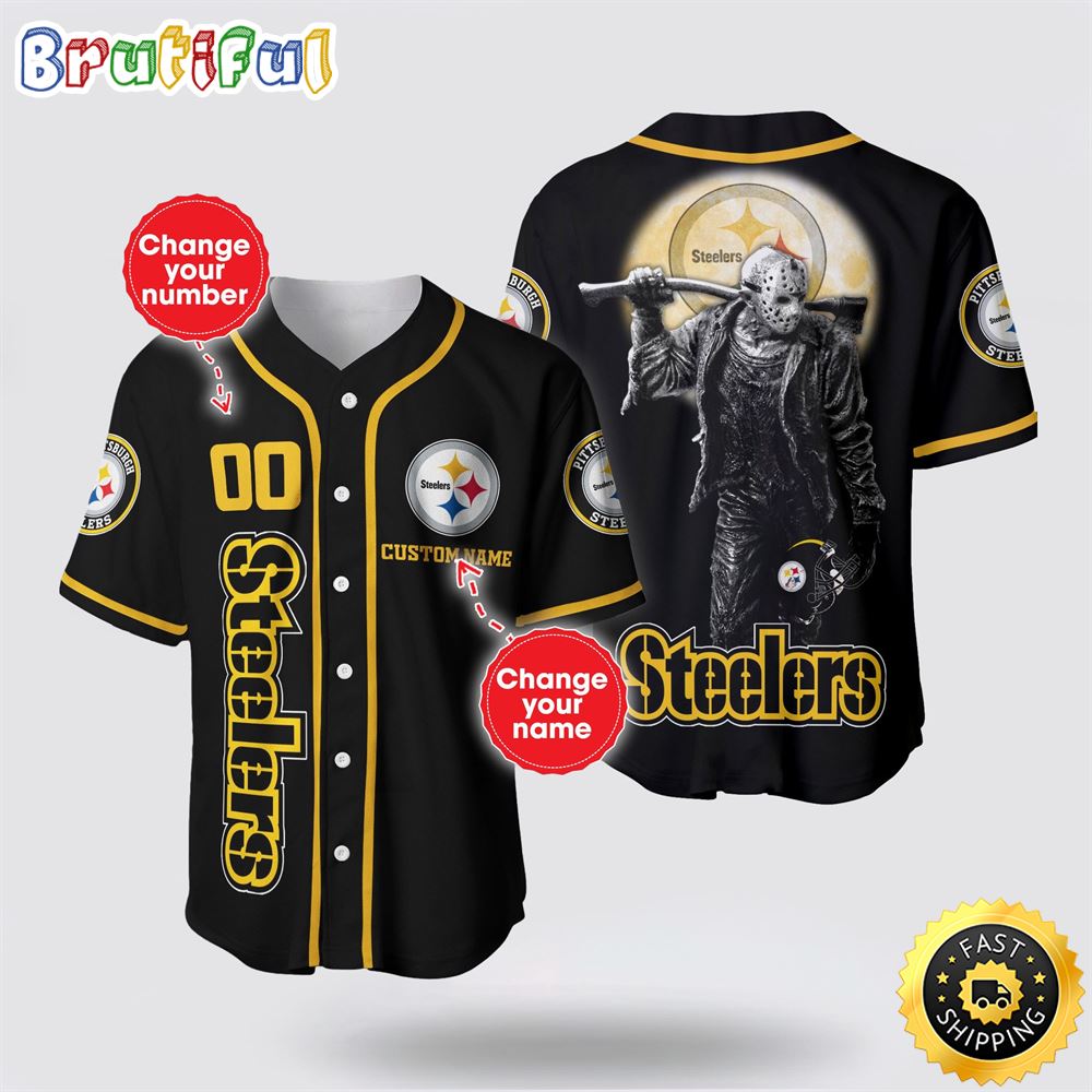 NFL Pittsburgh Steelers Baseball Jersey 3D Personalized Skull Score Big With Team Spirit