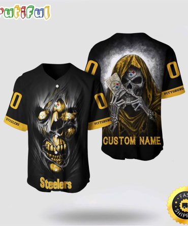 NFL Pittsburgh Steelers Baseball Jersey 3D Personalized Skull Stay Cozy And Stylish