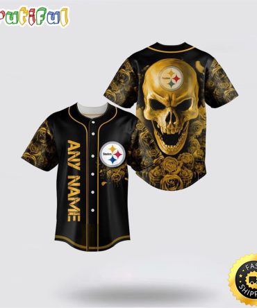 NFL Pittsburgh Steelers Baseball Jersey 3D Personalized Skull Top Quality Fan Apparel