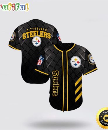 NFL Pittsburgh Steelers Baseball Jersey Symbol American Football Team Black Jersey Shirt
