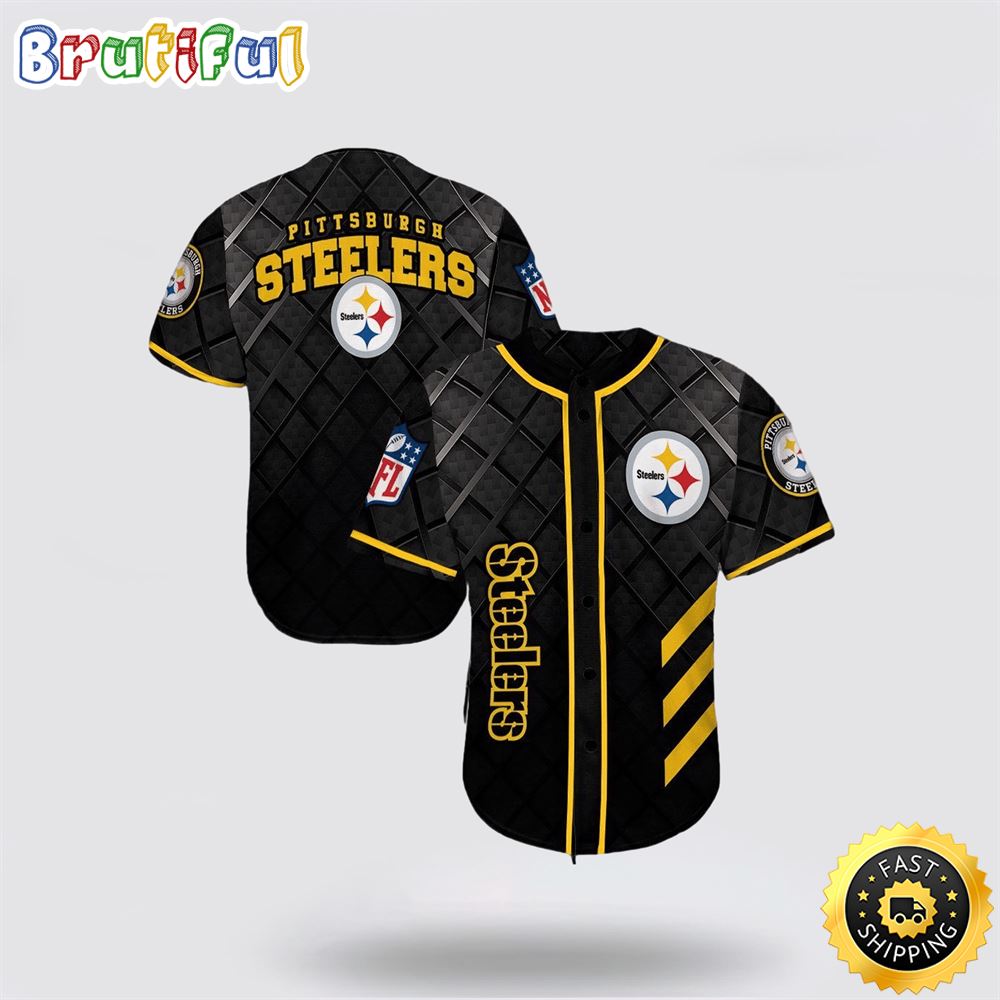 NFL Pittsburgh Steelers Baseball Jersey Symbol American Football Team Black Jersey Shirt