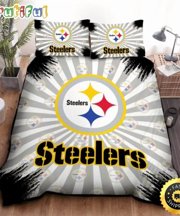 NFL Pittsburgh Steelers Grey Logo Highlight Bedding Set
