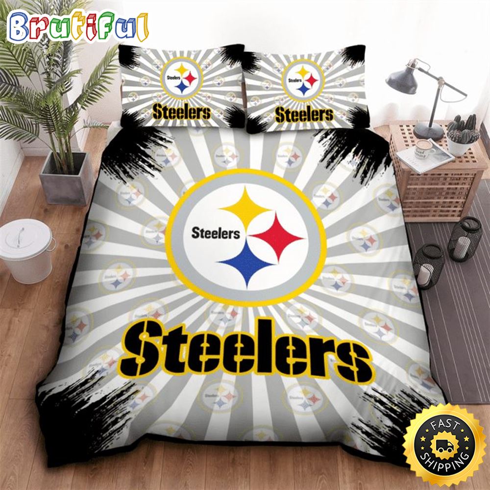NFL Pittsburgh Steelers Grey Logo Highlight Bedding Set