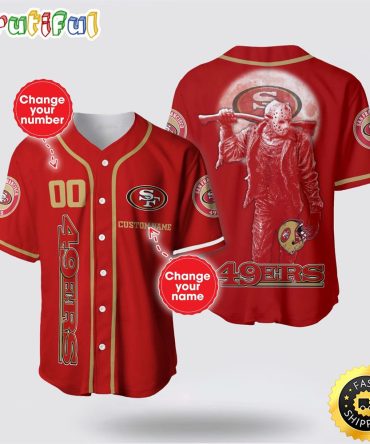 NFL San Francisco 49ers Baseball Jersey 3D Personalized Skull Score Big With Team Spirit