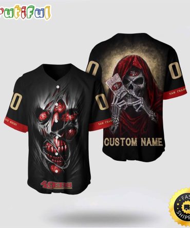 NFL San Francisco 49ers Baseball Jersey 3D Personalized Skull Stay Cozy And Stylish