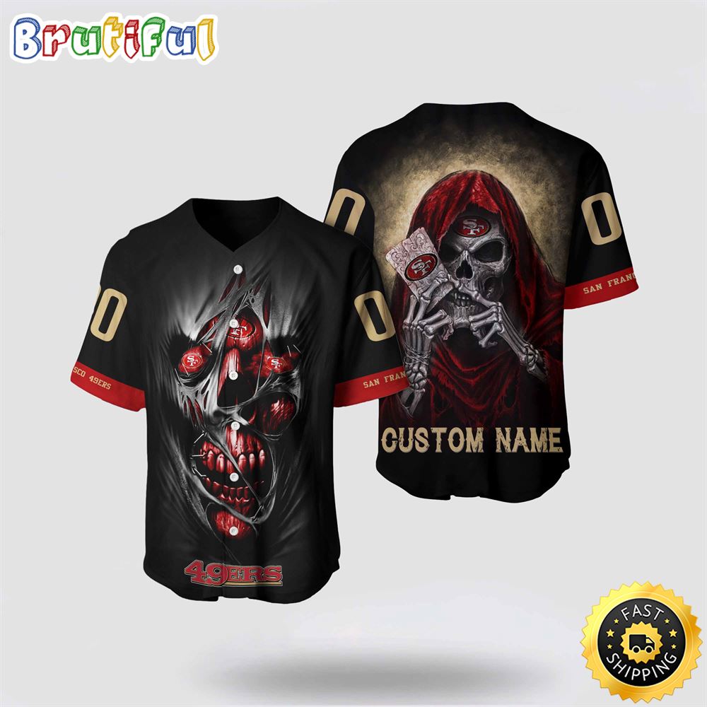 NFL San Francisco 49ers Baseball Jersey 3D Personalized Skull Stay Cozy And Stylish