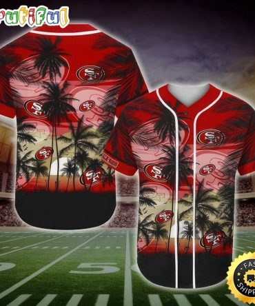 NFL San Francisco 49ers Baseball Jersey Shirt Palm Tree