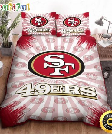 NFL San Francisco 49ers Logo White Red Bedding Set