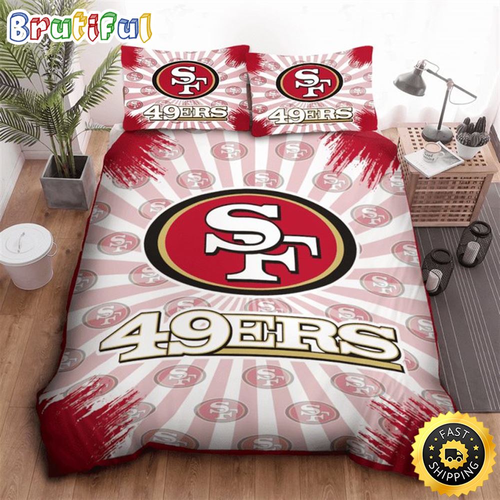 NFL San Francisco 49ers Logo White Red Bedding Set