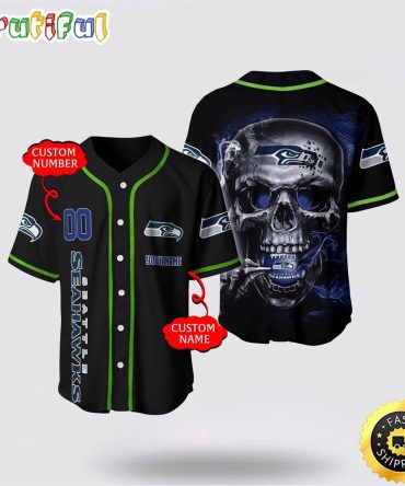 NFL Seattle Seahawks Baseball Jersey 3D Personalized Skull Embrace Fashion And Team Spirit