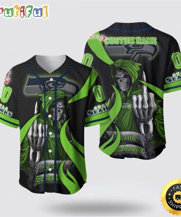 NFL Seattle Seahawks Baseball Jersey 3D Personalized Skull Gear Up For Game Day