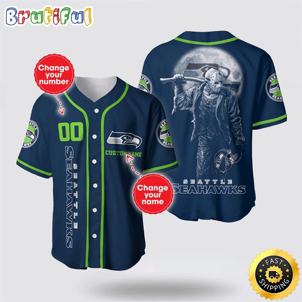 NFL Seattle Seahawks Baseball Jersey 3D Personalized Skull Score Big With Team Spirit