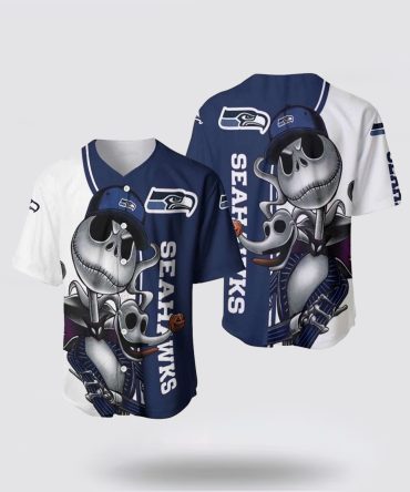 NFL Seattle Seahawks Baseball Jersey Jack Skellington And Zero Perfect Your Team Pride In Laid Back Fashion