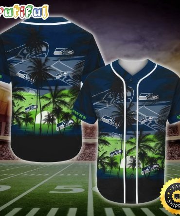 NFL Seattle Seahawks Baseball Jersey Shirt Palm Tree